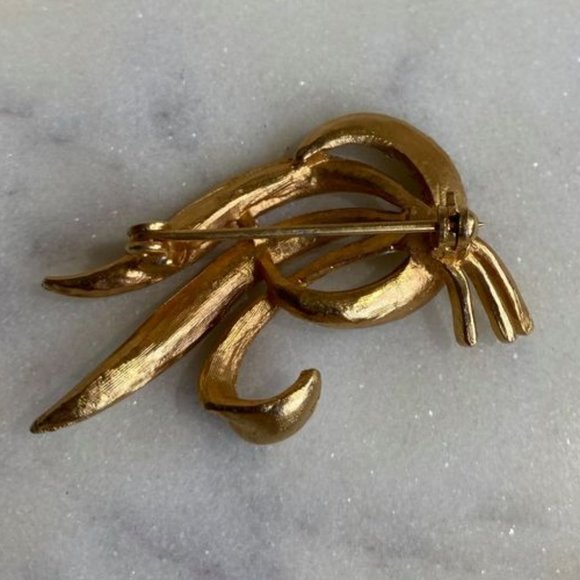 LOT OF 3 VINTAGE GOLDTONE BROOCHES (VGUC) - Picture 3 of 8